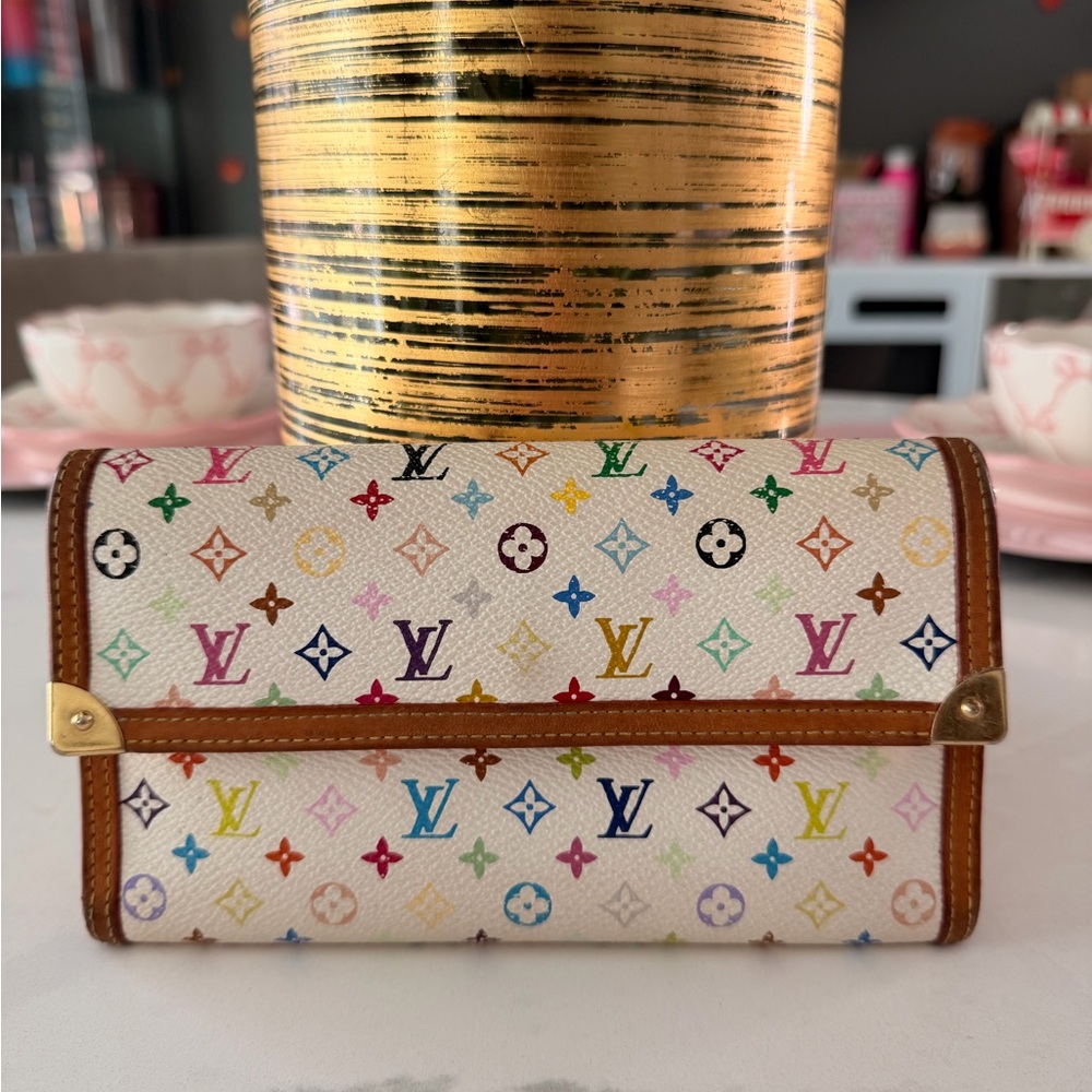Louis Vuitton White Multicolor Monogram Wallet